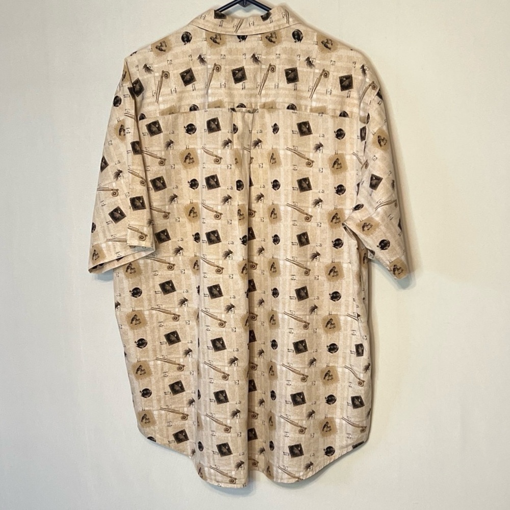 Roundtree Yorke Shirt Mens Large Fly Fishing Outdoor Camp All Over Print. - Picture 2 of 5